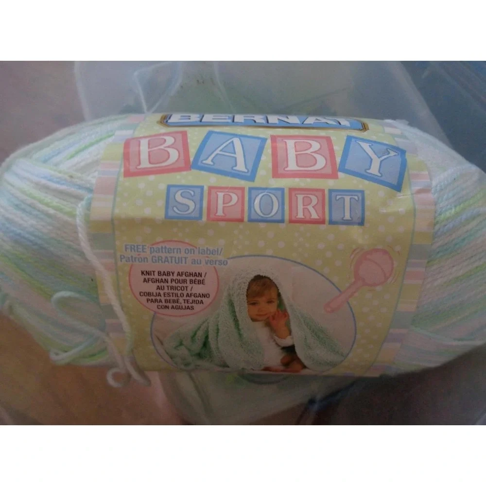 Bernat Baby Sport Yarn Funny Prints Blue Green 1 Skein of 10.5 oz